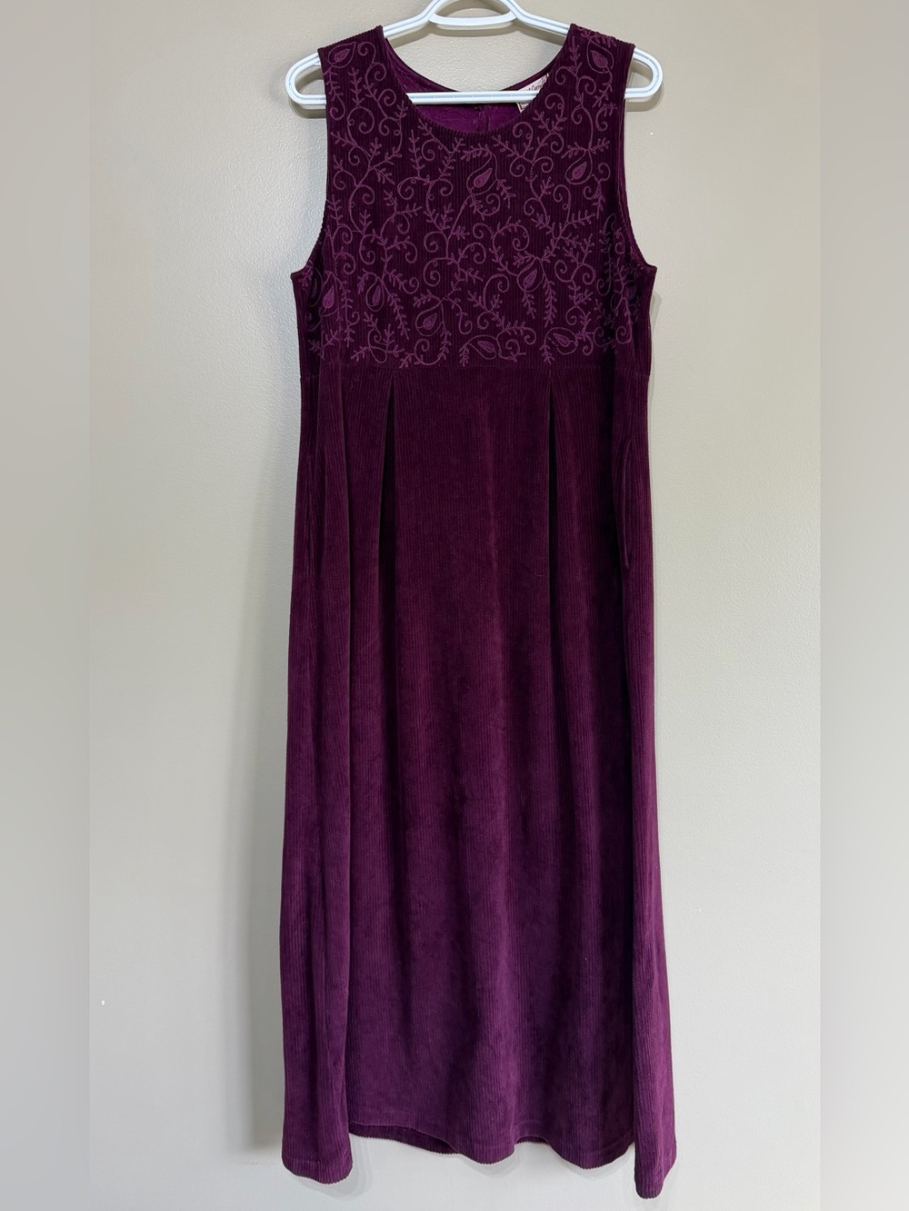 Vintage 90’s April Cornell Corduroy Embroidered Cottagecore Maxi Dress